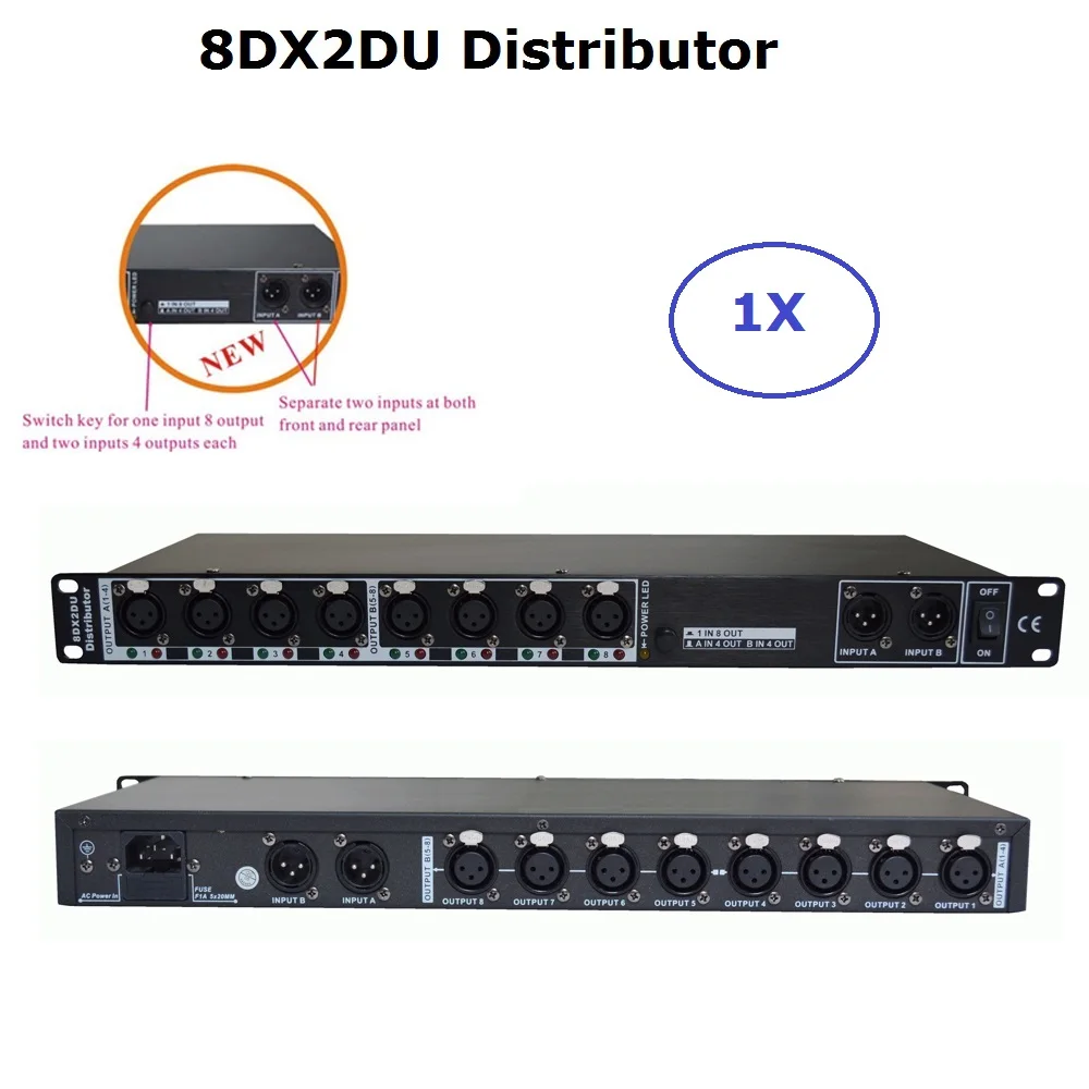 

2020 Newest Stage Light Controller DMX512 Splitter Light Signal Amplifier Splitter 8 Way DMX Distributor With Two Inputs Ports