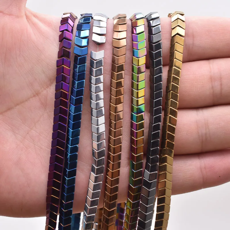 

Natural Stone Hematite Beads 6mm Gold/Silver Color Plating Coated Arrow Shape Spacer Loose Beads For Diy Jewelry Marking 15"