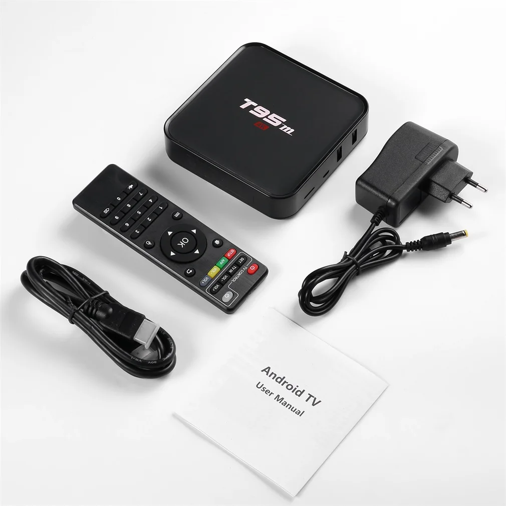 

Android TV Box T95M Built in 2.4G WiFi Amlogic S905 for Android 6.0 Quad Core H.265 4K LED Display WiFi Player 1G 8G Black