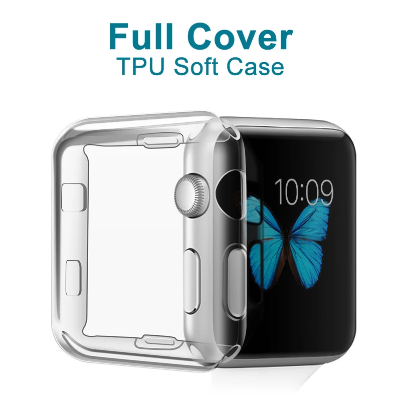 Funda transparente para Apple Watch Series 6 SE 5 44MM 40MM 360, funda protectora de pantalla completa de TPU claro y suave para iWatch 3 2 42MM 38MM