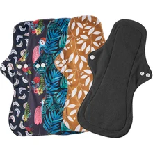 

Free Shipping 1pc Washable Heavy Flow Night Use Feminine Hygiene Cloth Menstrual Pads Sanitary Pad with Bamboo Charcoal Inner