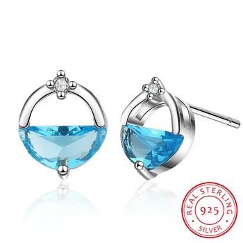 

925 Sterling Silver Earrings Zirconia Water Spring Stud Earrings For Women Small Ear Jewelry S-E890