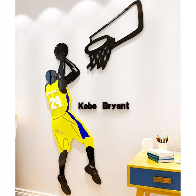 DIY Kobe Mirror Wallpaper NBA Star Fans Poster Kids Bedroom ...