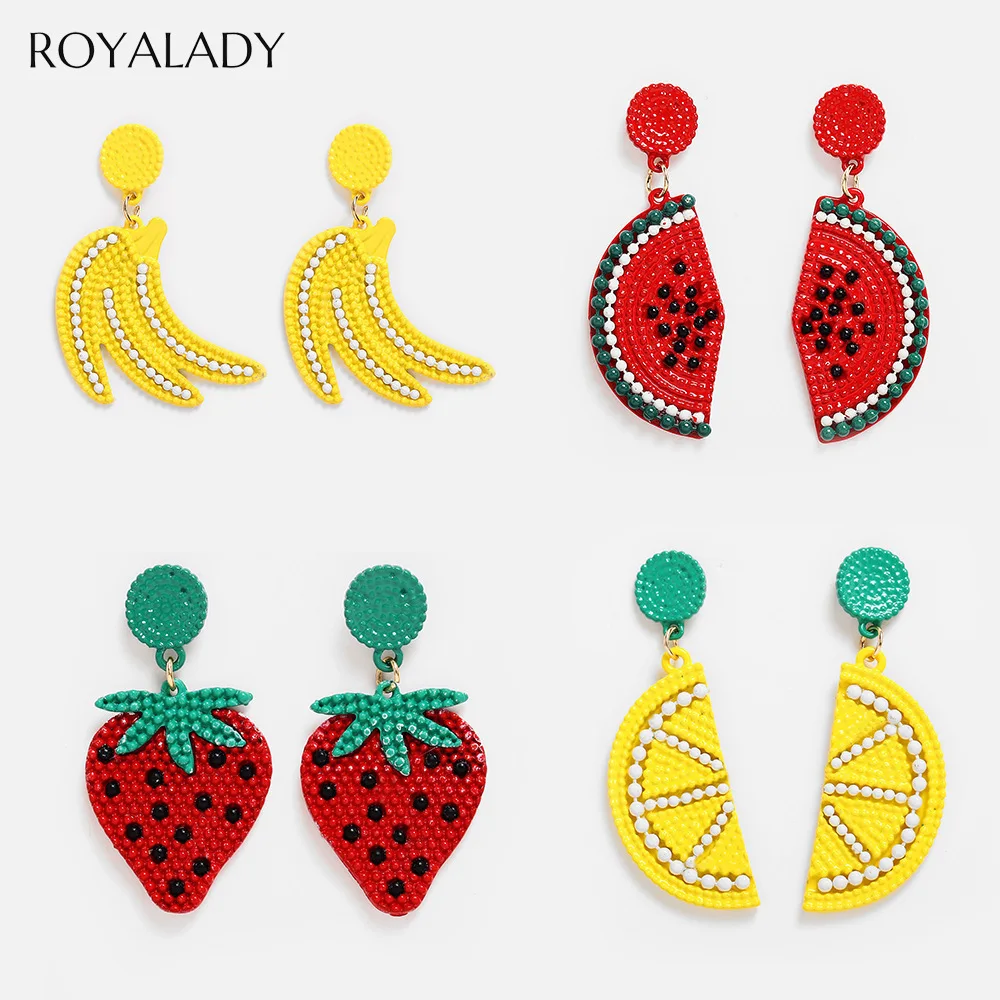 

2019 New Trendy Boho Fruit Drop Dangle Earrings Personality Handmade Strawberry Lemon Statement Earring Female Girl Brincos Gift