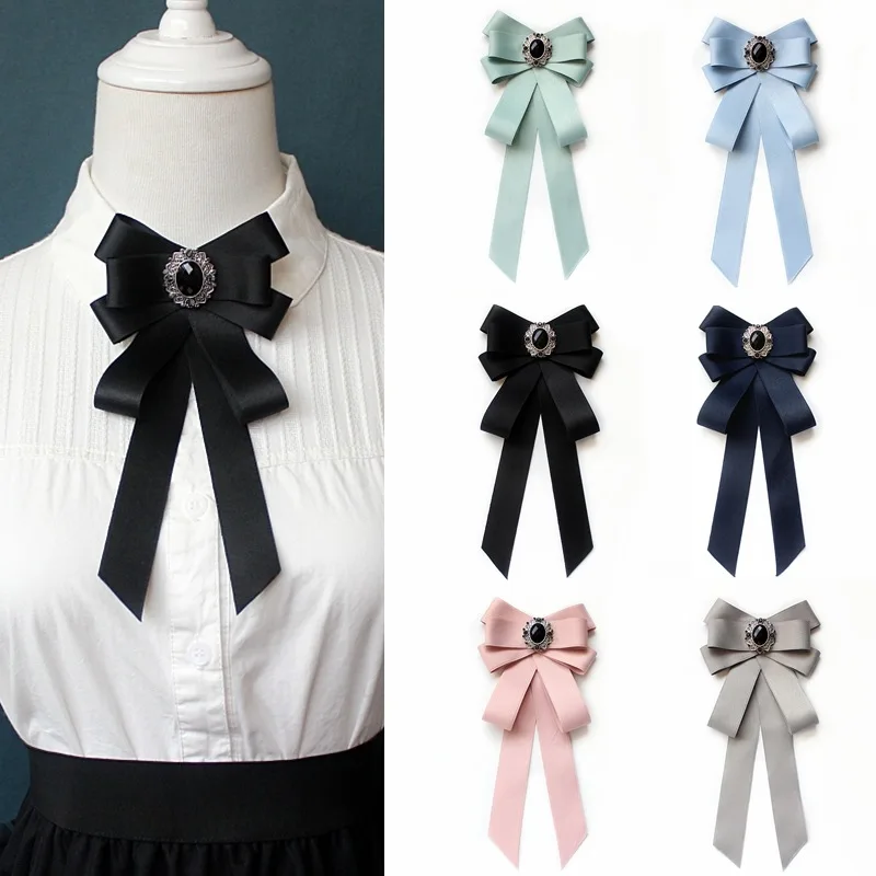 Women Cravat Bow Tie Fashion Necktie Rhinestone Decor Novelty Cloth Accessories 