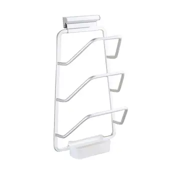 

Space Aluminum Pot Lid Rack Multifunctional Wall Mount Pan Lid Storage Shelf With Water Tray
