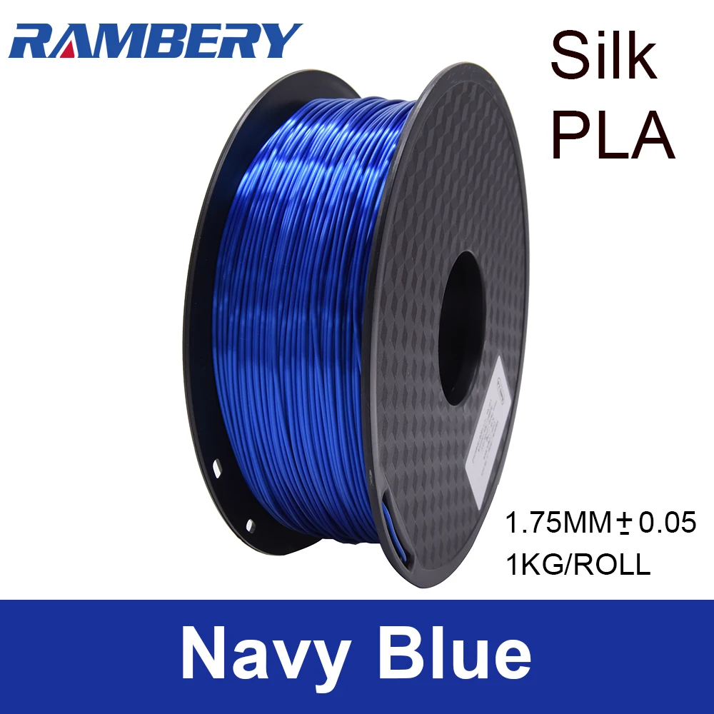 Шелковая нить для 3D-принтера PLA 1,75 мм 1 кг(2.2LB) блестящая шелковистая блестящая фиолетовая черная красная медная печатная ткань(шелковое золото шампанского - Цвет: Silk Navy blue