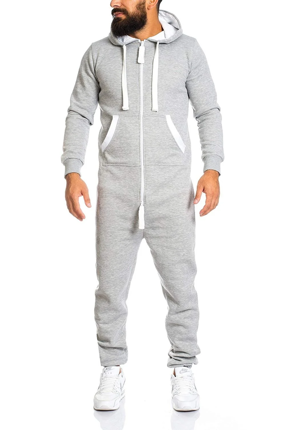 light grey ZOGAA Brand New Men's Casual Sets Fashion Color Block Rompers Tracksuit For Men Sweatsuit Male Outfit Sportswear - Color: light grey