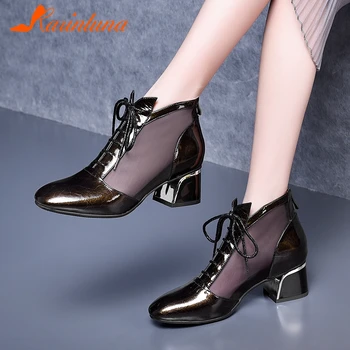 

Karinluna 2020 New Design Genuine Leather Office Lady Pumps Woman Shoes Chunky Heels Dressing Ladies Shoes Women