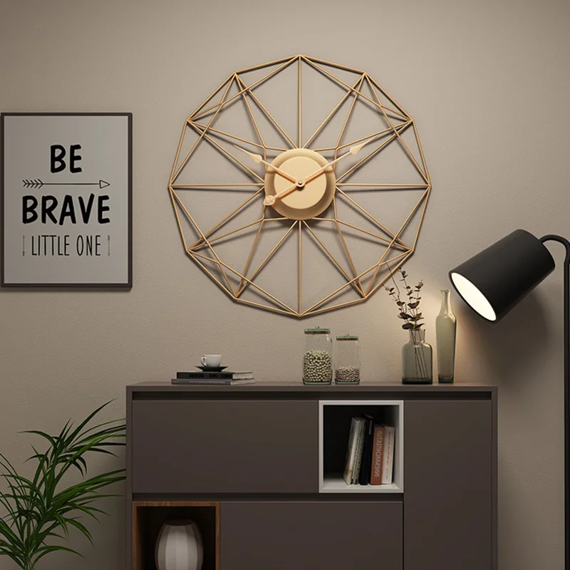 Billige 50cm Große Stille Eisen Kunst Wand Montiert Uhr Moderne Design Uhren Für Wohnkultur Büro Europäischen Stil Hängen wand Uhr Uhr