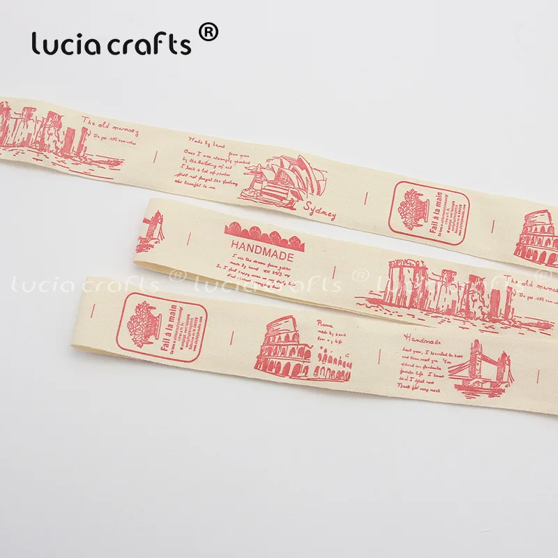 25mm style2 Lucia ремесла мульти размер "Hand made" дизайн печатных хлопчатобумажные ленты Ткань DIY отделка Швейные этикетки ручной работы аксессуары Q0401 - Цвет: 25mm style2