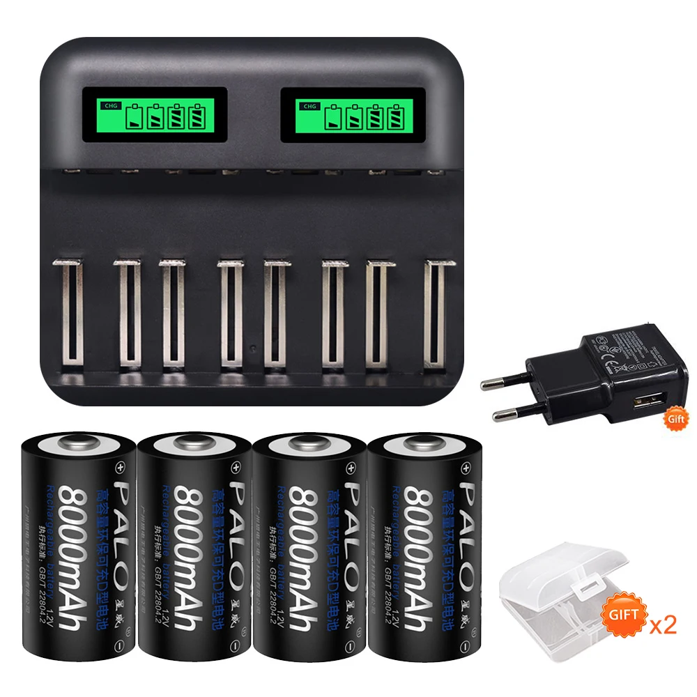 Зарядное устройство PALO с ЖК-дисплеем и USB для аккумуляторов 1 2 в Ni-Cd Ni-MH AA AAA C D + 4