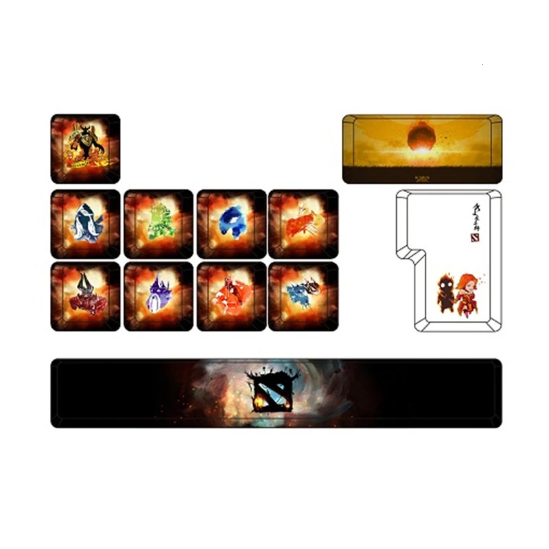 

PBT Keycaps DOTA2 Element Dye Sub Cherry Profile Five Sides Keycap Muted Colorway Gh60 XDA OEM For Mechanical Gaming Keyboard