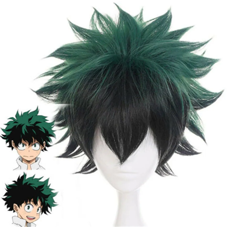 Парик для косплея аниме мой герой Academy Deku izku Midoriya зеленый короткий парик