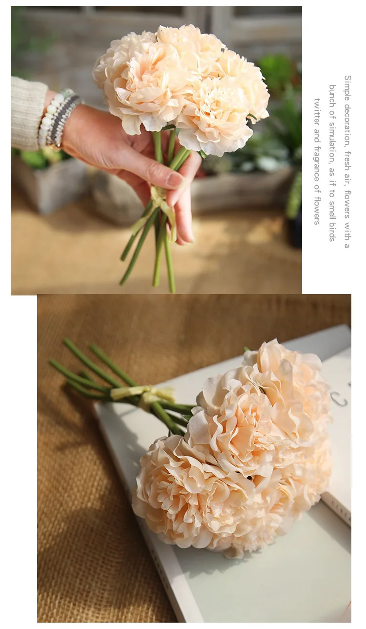 Букет Искусственные искусственные Искусственные цветы пионы свадебное украшение Цветочная композиция домашний пион розовый роскошный отель День Матери