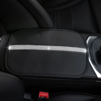 

Rhinestone Crystal Car Armrests Cover Pad Vehicle Center Console Arm Rest Box Cushion Diamond Girls Car Interior Accessories.