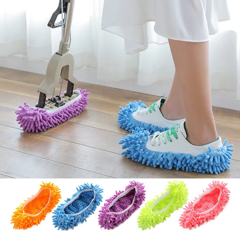 1Pair Multi-Function Home Dust Cleaner Mop Rag Slippers Shoes Cover Soft Removable Washable Floor Clean Slippers For Woman Men