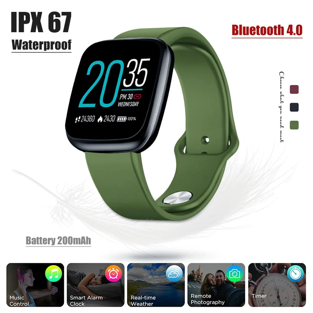 Смарт-часы Bluetooth с сенсорным экраном IP67 водонепроницаемые часы для мониторинга артериального давления и сна с напоминанием о сообщениях наручные часы для Android iOS