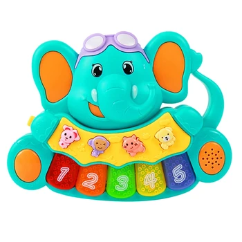 

Baby Musical Toy Piano, Elephant Toy Light Up Toy Keyboard Has 5 Numbered Keys , Plays Songs and Music