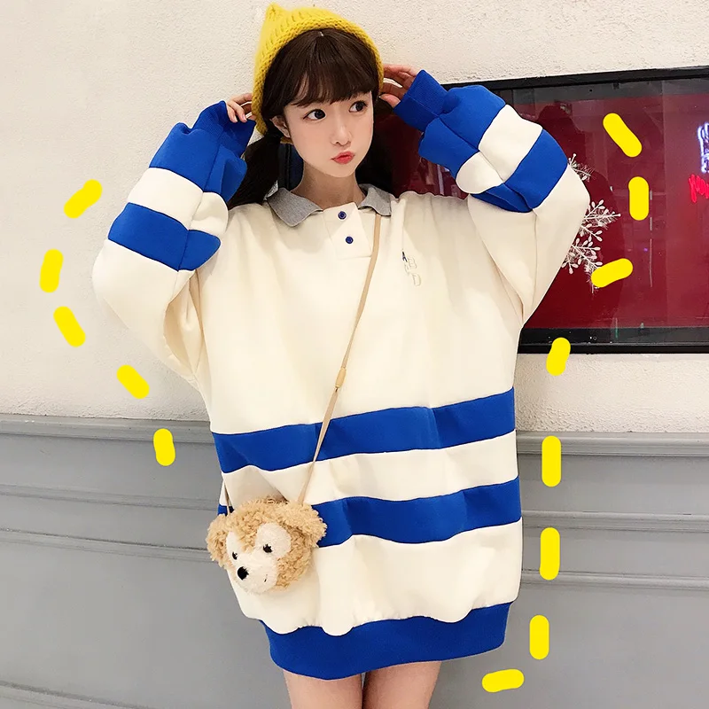 Толстовки женские мягкие свободные Kawaii Ulzzang толстые высококачественные женские студенческие осенне-зимние простой в Корейском стиле Женская шикарная одежда