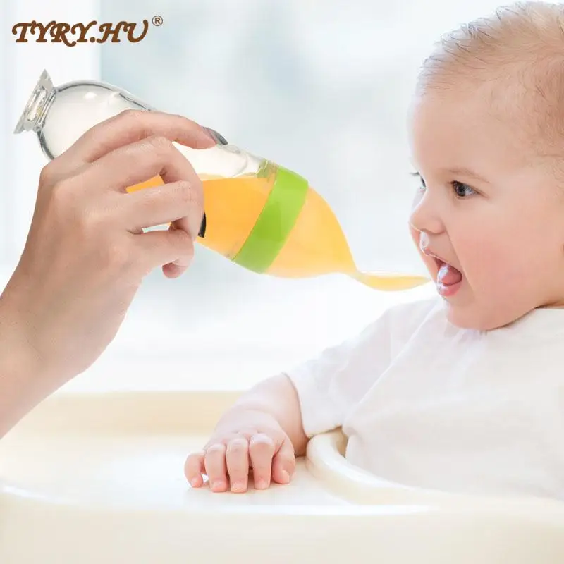 1PC Baby Feeding Bottle Toddler Silicone Squeeze Feeding Spoon Milk Bottle Baby Training Feeder Food Supplement 3