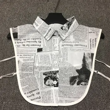 

Womens Newspaper Letters Printed Lapel Half-Shirt Blouse Ladies European Vintage 649C