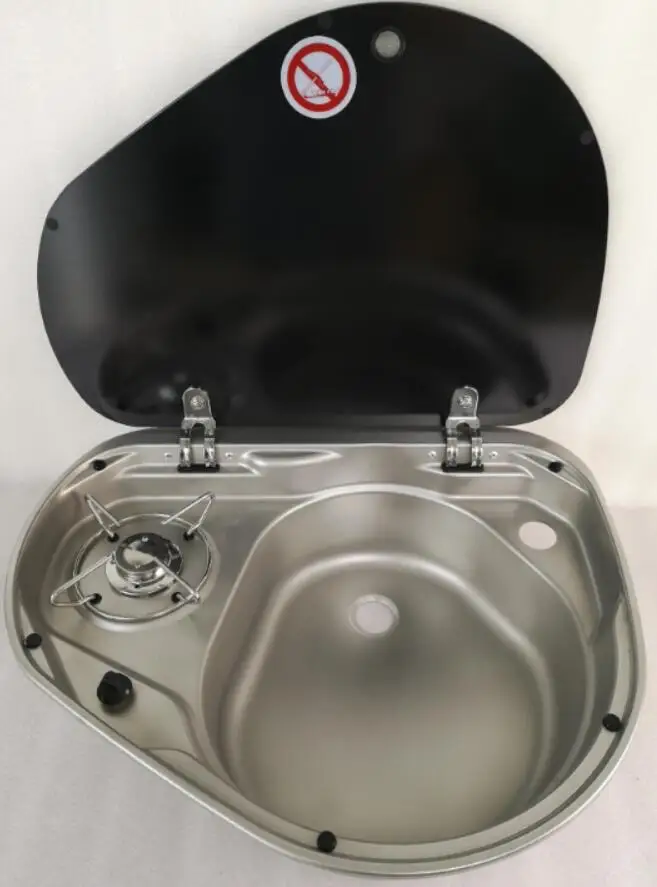 Лодка Караван RV LPG газовая горелка и комбинированная раковина с закаленным стеклом Топ 525*425*150 мм GR-600R - Цвет: Without Faucet