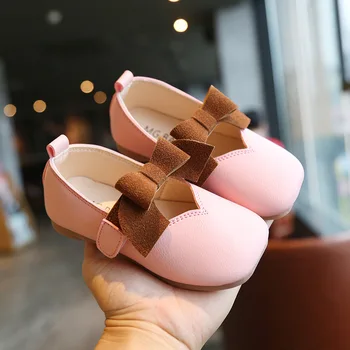 

Spring Autumn New Girls Leather Shoes Solid Color Bow Kids Girls Princess Shoes Flat Sole Soft Bottom Children Sneakers SMG122