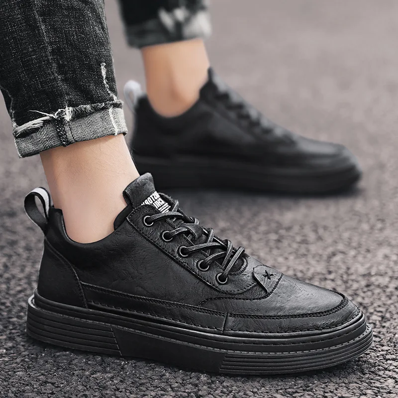 

High Shoes Men Korean-style Versatile Trend Winter MEN'S SHOES 2019 Autumn New Style Casual Trendy Shoes Leather Men Shoes