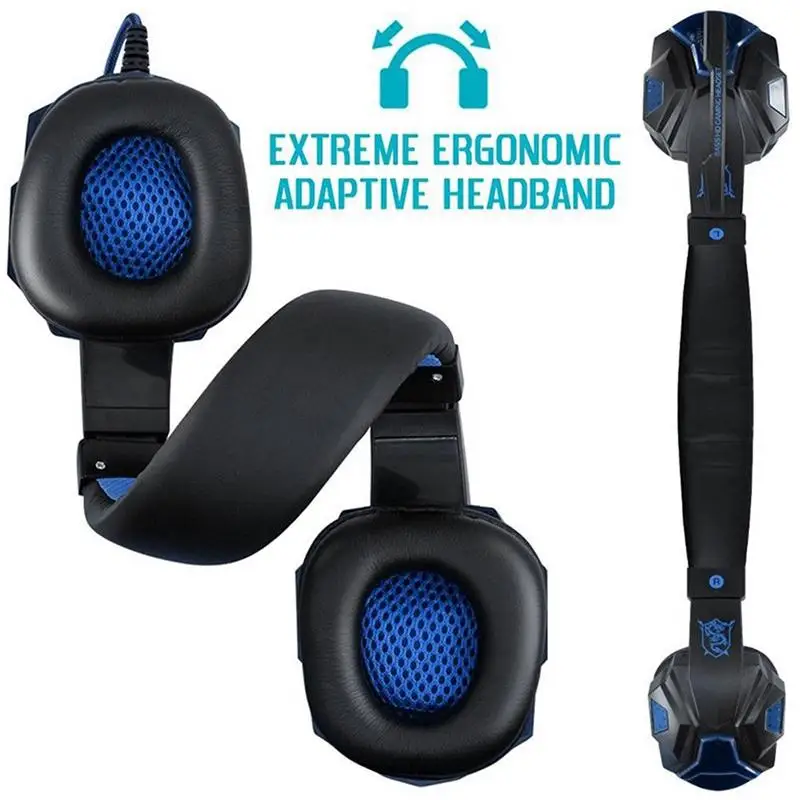 Gaming Headphone Over Ear Gaming Headset with Mic and LED Light 3 5mm plugs for Computer Laptop Cellphone PS4