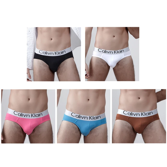 5Pcs Calivn Klain Letter Men's Briefs Slip Sexy Men Underpants Breathable 3D-Pouch Male Underwear Low-Waist Briefs Cueca Panties mens sheer briefs Briefs
