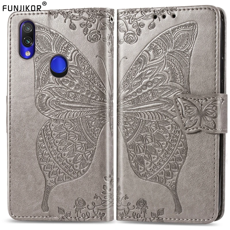 3D Butterfly Embossed Leather Flip Case For Xiaomi Redmi 7 7A Phone Wallet Cover Note Cases Pro | Мобильные телефоны и