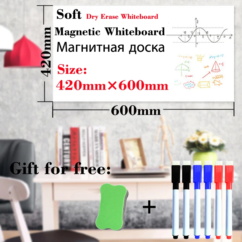 

Magnetic Whiteboard Dry Earse White Board Home Kitchen Fridge Stickers Message Boards Writing Sticker Magnets 420mmx600mm