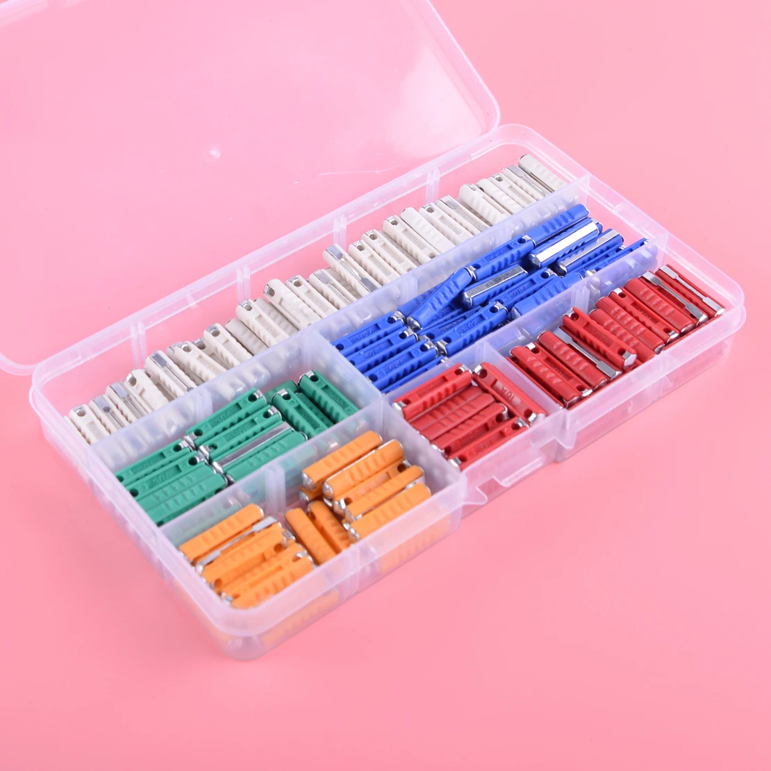 DWCX White Blue Green Red Orange 200pcs Boxed Auto Universal 8A 10A 16A 25A 30A Car Fuse Multicolor Assortment Kit