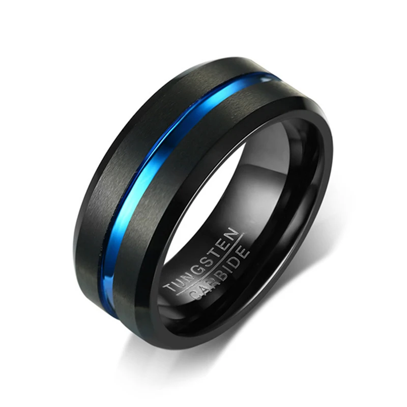 Wedding Rings Finger Rings Jewelry Rings Ring Jewelry 8MM Men's Stainless Steel Rings Colorful Groove Beveled Edge Wedding Engagement Ring Men's Anniversary Jewelry