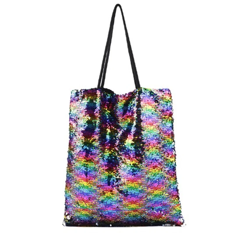 Модные сумки на плечо для шоппинга, большие женские сумки с пайетками, меняющие цвет, вечерние сумки для девочек, компактные сумки для хранения