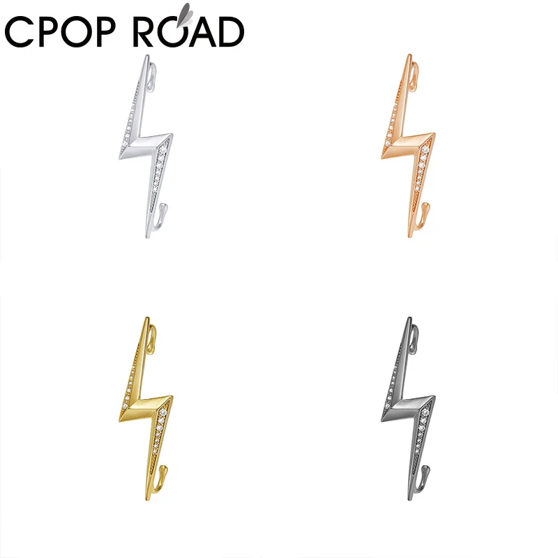 Cpop, серьги-клипсы с молнией для женщин, циркониевые золотые серебряные клипсы для ушей, модные ювелирные изделия, Женские аксессуары, серьги с клипсами, подарок для девочки