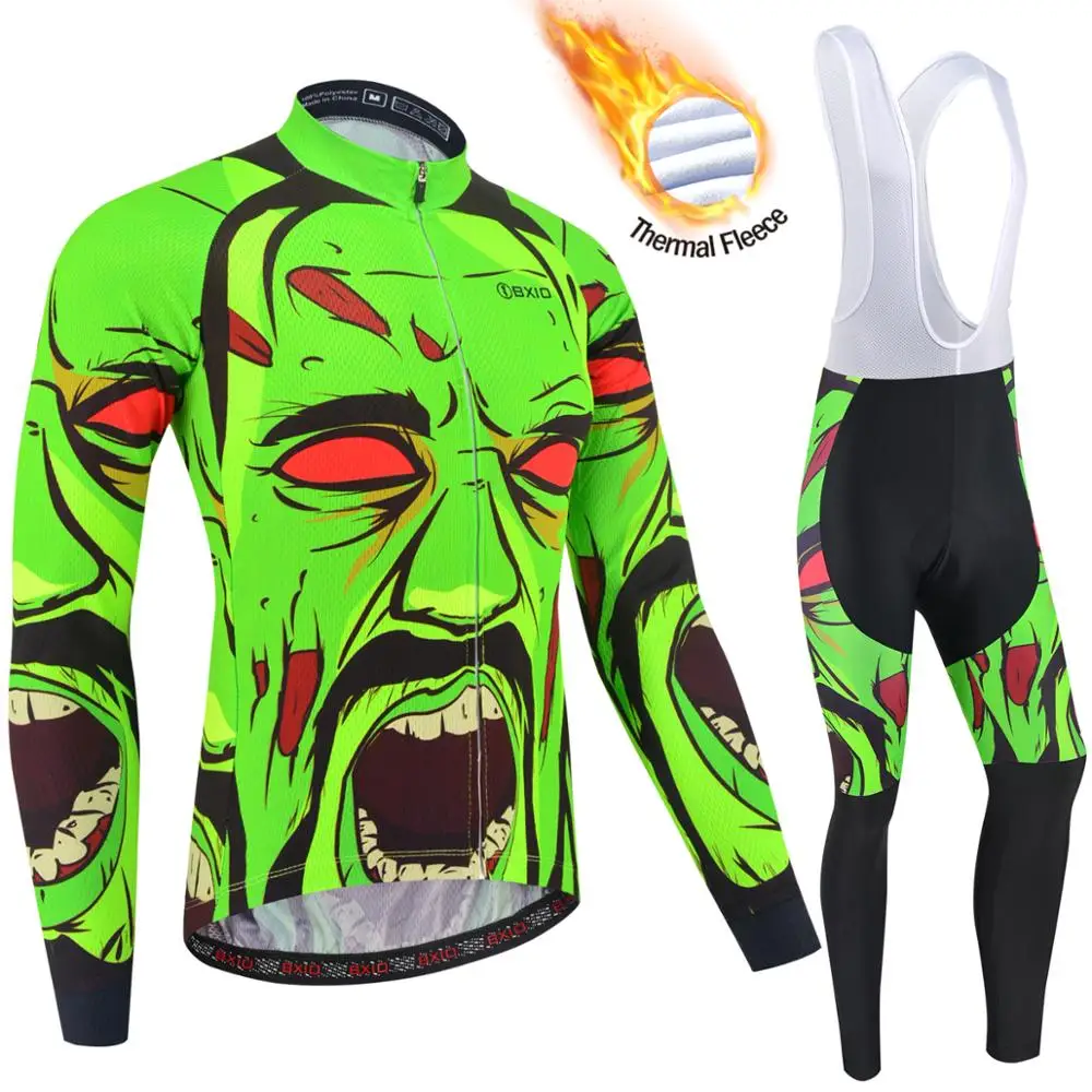 Велосипедная одежда BXIO для Witner зеленые теплые флисовые вело-Джерси и 5D