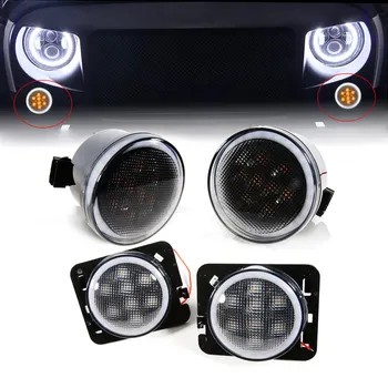 

LED With DRL Front Turn Signal Light and Yellow Amber Light Fender Side Light Combo Lens for Jeep WranglerJK 2007-2016