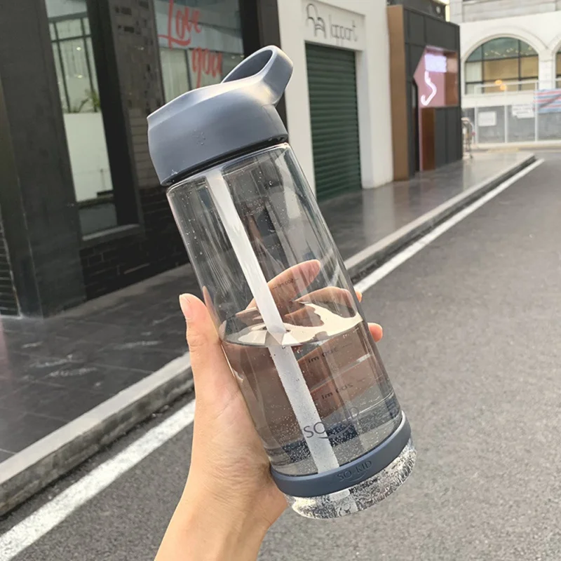 blue 850ml Чашка для воды с соломенной бытовой простой соломенной чашка с ручкой портативная кружка с ремнем 1000 мл - Цвет: blue 850ml