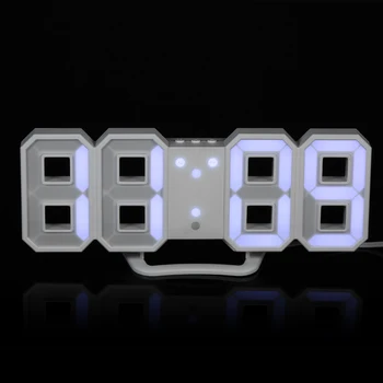 

3D Digital Alarm Clock USB Charge LED Alarm Clock Nightlight Adjustable Luminance Desk Wall Clock with Snooze Function for Home