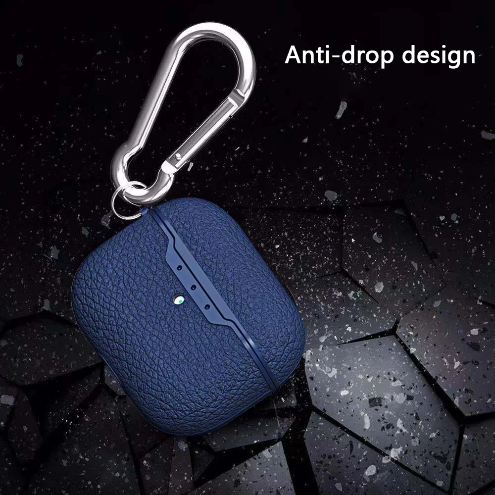 Чехол для AirPods Pro, защитный чехол с зернистой текстурой личи, аксессуары для AirPods, чехол для переноски с брелком, Новое поступление