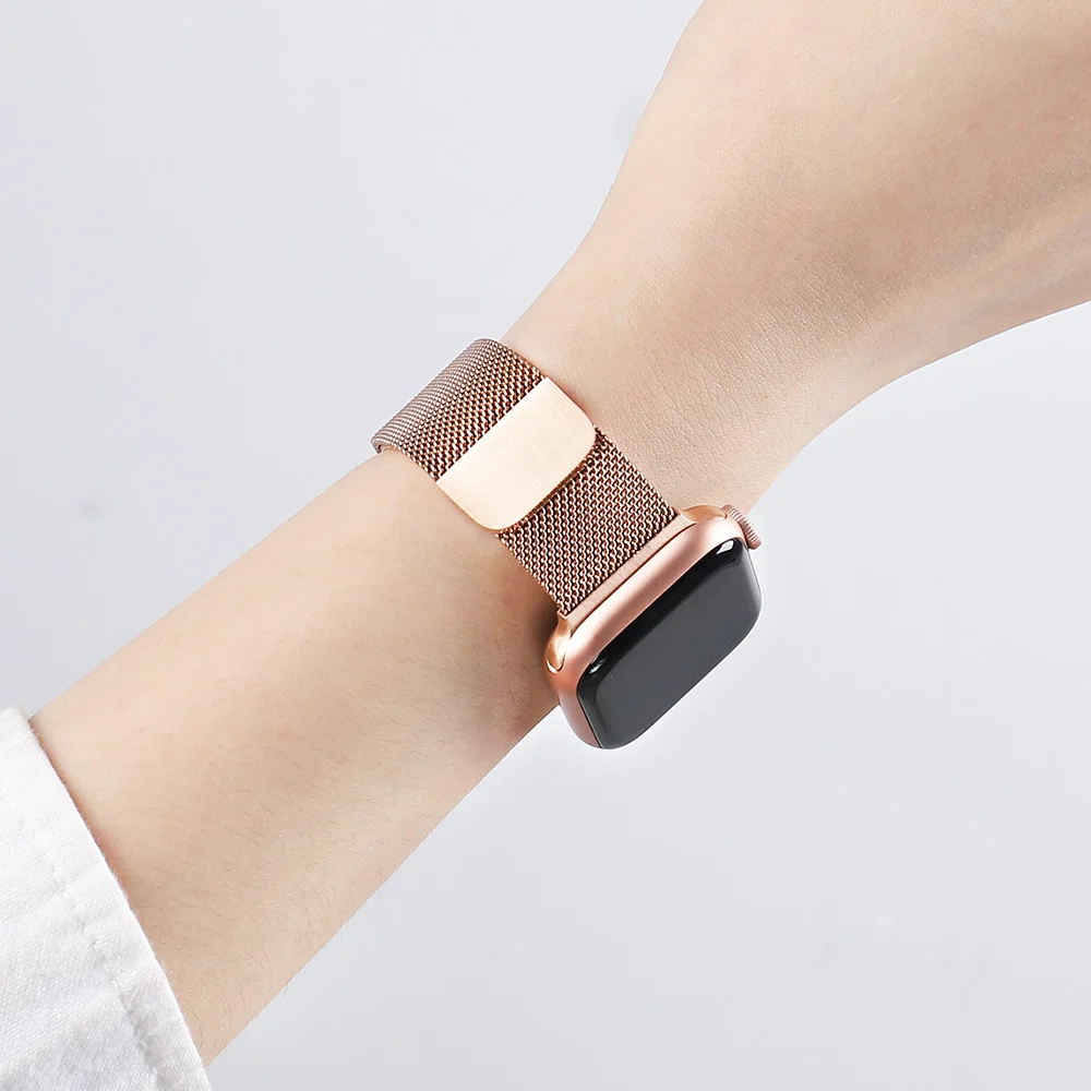 Metal Milanese loop Strap For Apple watch band 7 45mm 44mm 40mm iWatch Series 42mm38mm stainless steel bracelet magnetic 3456 se