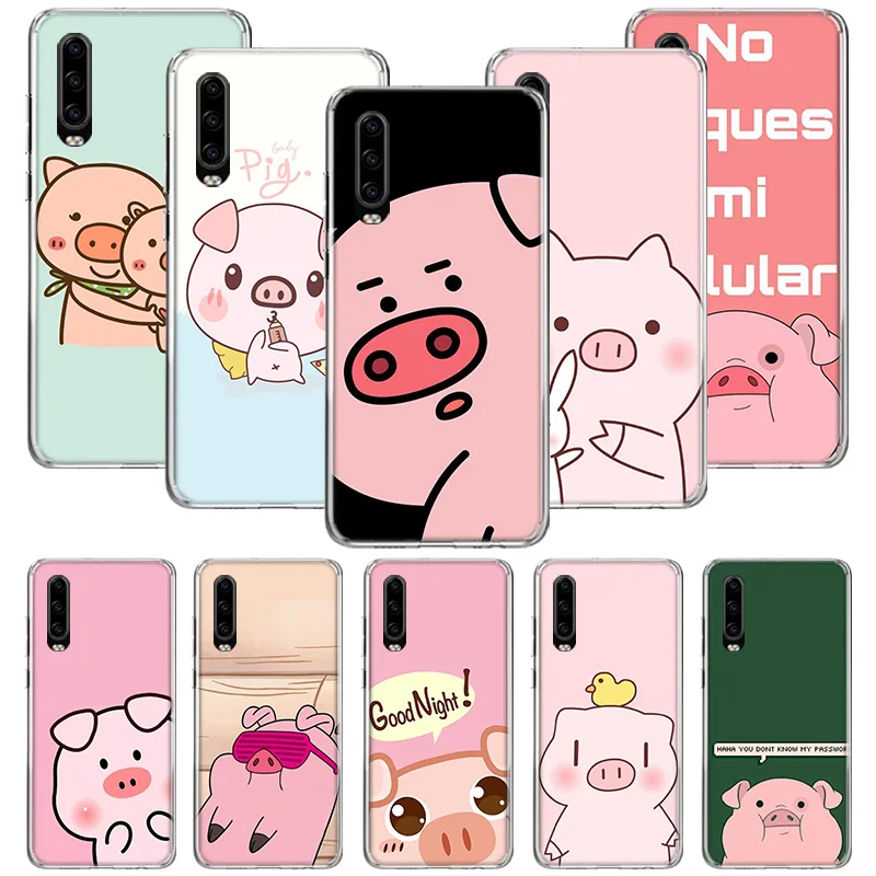 Милый розовый чехол для телефона Kawai Pig Для Huawei P30 P20 P40 P50 P10 Mate 40 30 10 20 Lite Pro