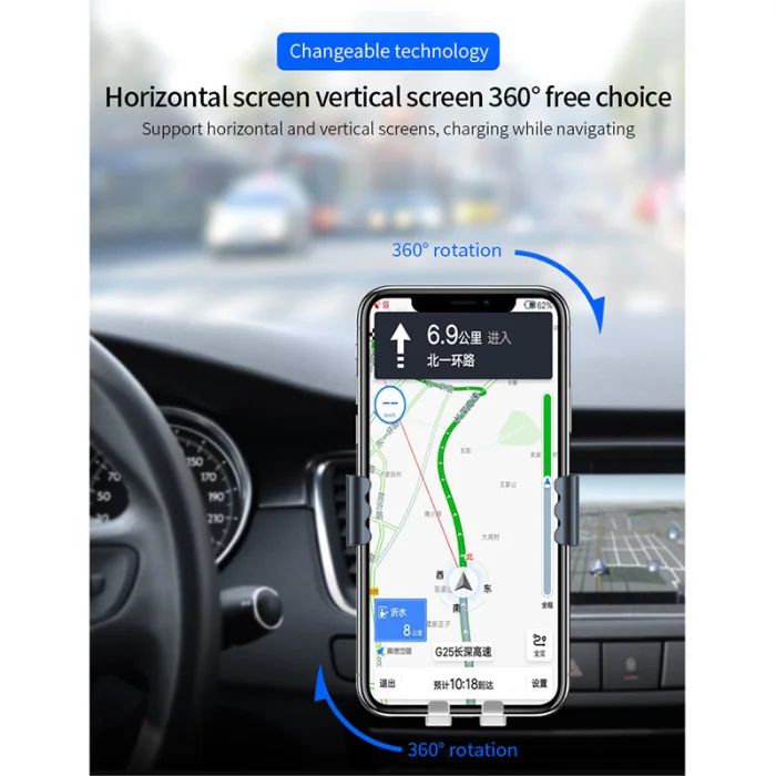 Автомобильное зарядное устройство для телефона с вентиляционным отверстием, беспроводная быстрая зарядка, автомобильный держатель для телефона, крепление NJ88