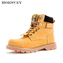 HOKSZVY/Желтые Ботинки martin женская обувь из воловьей кожи с флисовой подкладкой ботильоны для пары мужская обувь с хлопковой подкладкой
