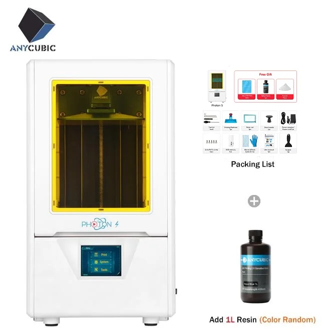 ANYCUBIC Photon-S lcd 3d принтер набор Быстрый срез 405nm матрица УФ светильник двойной оси Z SLA 3d принтер фотоны impresora 3d - Цвет: Photon S Add 1L