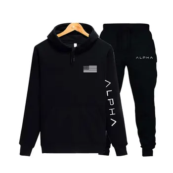 

Spring Autumn 2020 Men Sweat Suit Set Striped Tracksuit Men Outfit Full Sleeve Tops with Hood Outdoor Sport Wear Men 2 Piece Set