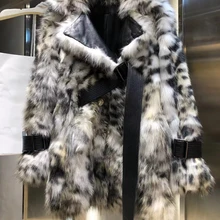 11,8 импортная меховая Двусторонняя шуба для женщин Осень Зима Новая мода леопардовая шуба из натурального меха