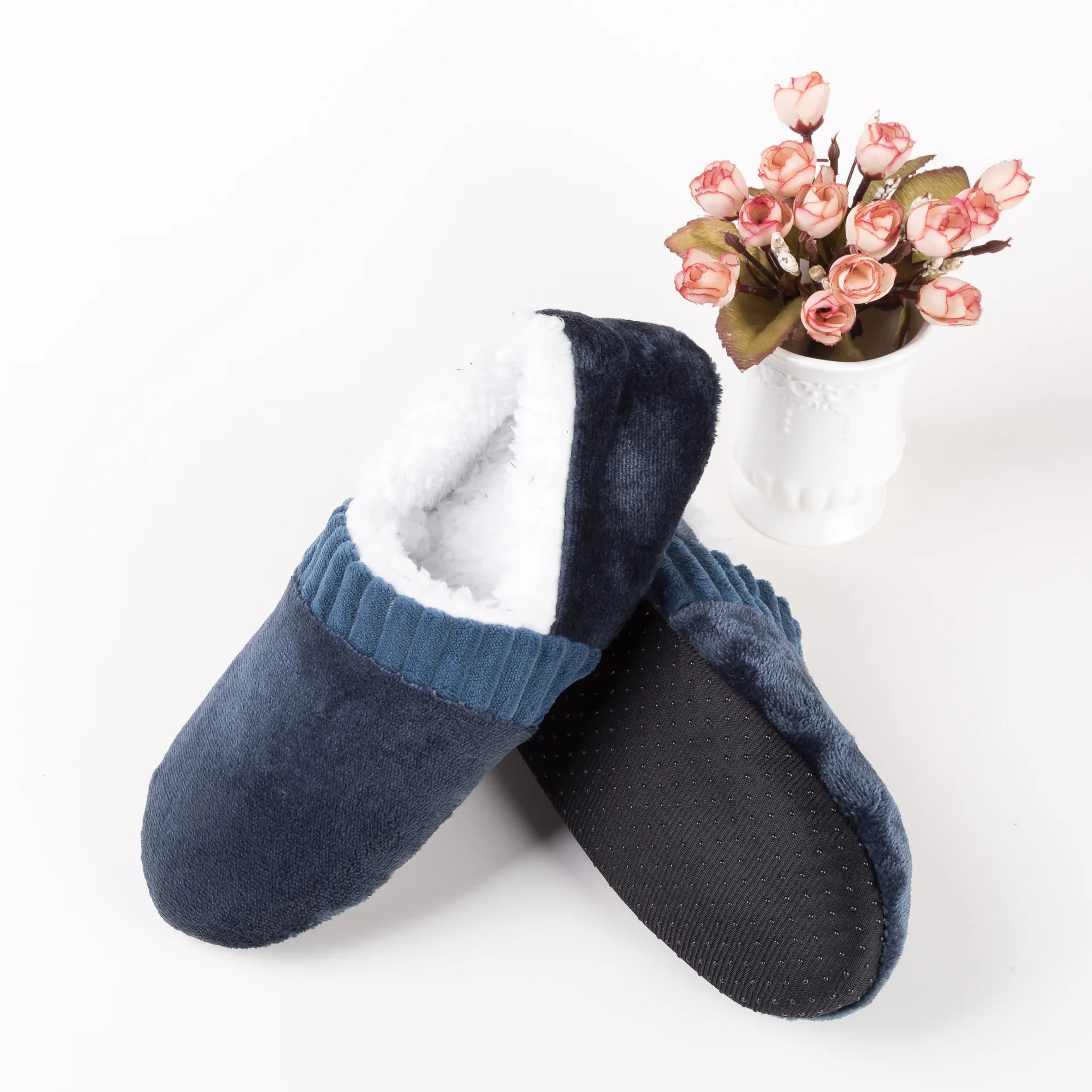 Helisopus/1 пара, зимние мужские плотные теплые носки-тапочки, Нескользящие домашние носки, модные носки-тапочки для мужчин, подарок - Цвет: Navy